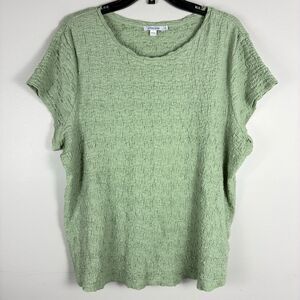 Chico's Textured Popover Top Short Sleeve XL Mint Green Tee Stretch Casual Gauzy